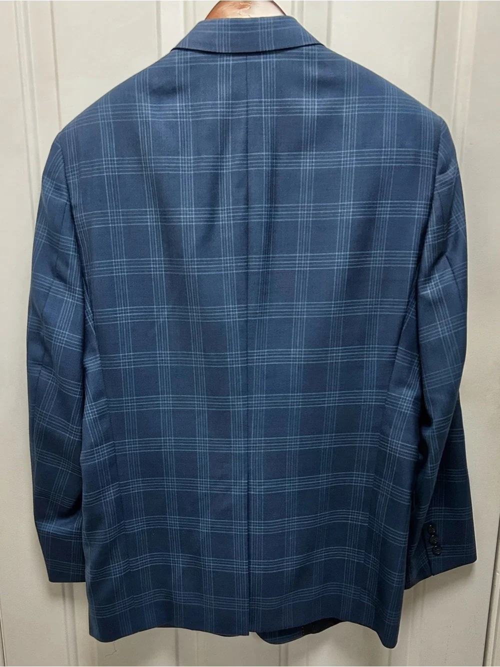 Hart Schaffner Marx Blue Plaid Two-Button Blazer Sport Coat- Worsted Wool Outer